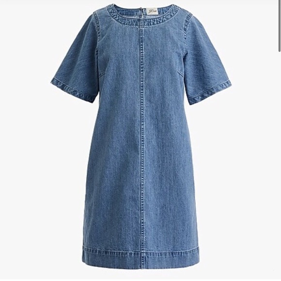 J. Crew Denim Cap Sleeve Dress Blue Medium Wash Cotton Summer Country M0568 4 - Picture 2 of 11